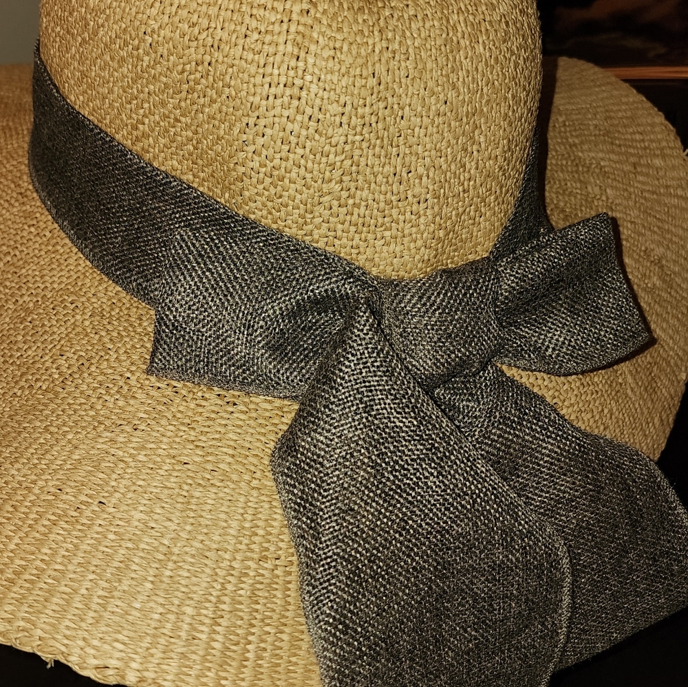 Sun 'n' Sand Woven Wide Brim Sun Hat Wide Ribbon Bow Boho Beach